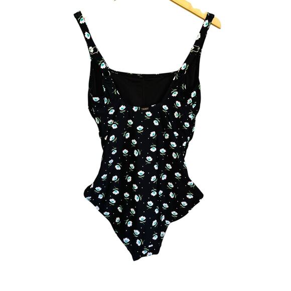 Anne Cole Square Neck Front Shirred Flattering One Piece Floral Swimsuit Size 12 - Picture 4 of 7